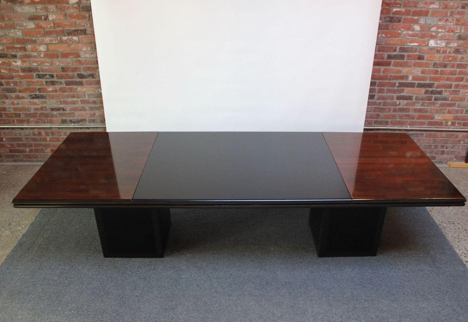 Large Italian Rosewood and Leather Conference Table/Desk By Hans Von Klier For Sale 13