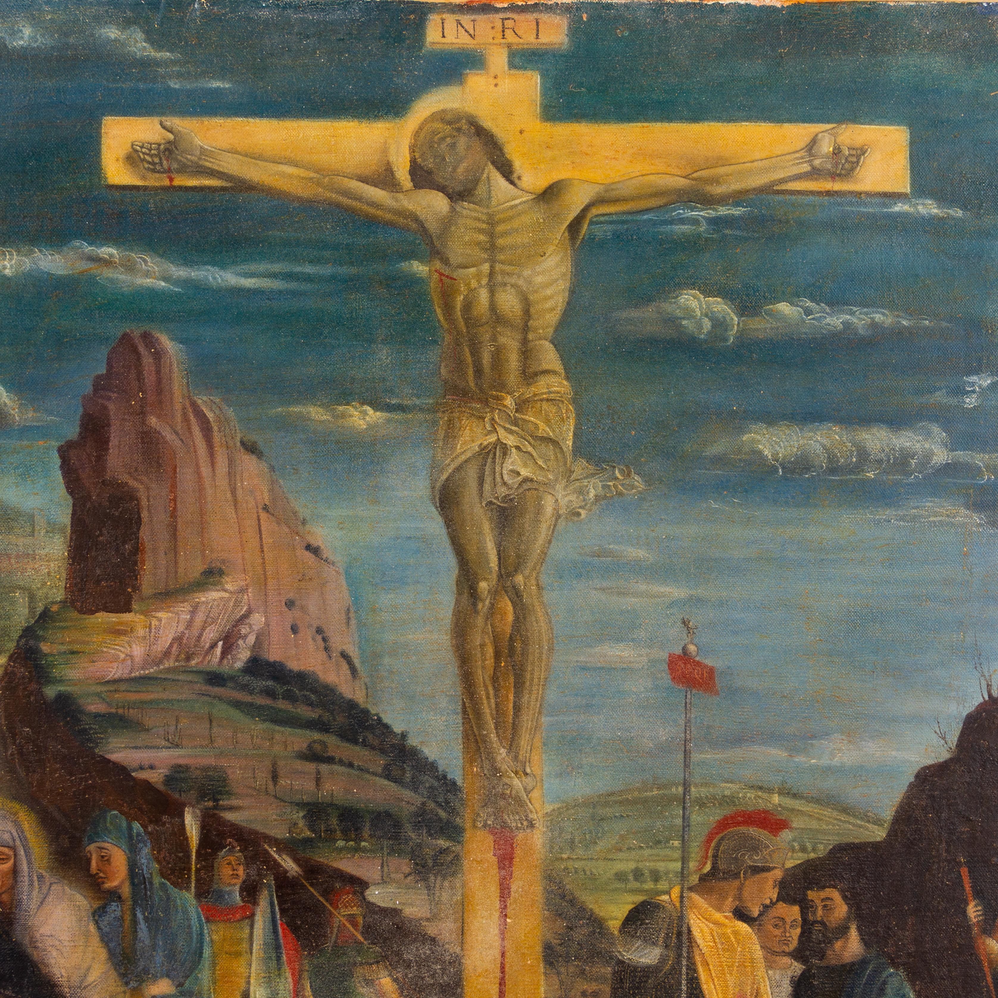 Gran Crucifixión de la Escuela Italiana Óleo sobre lienzo Según los Maestros Antiguos en Bueno estado para la venta en Nottingham, GB