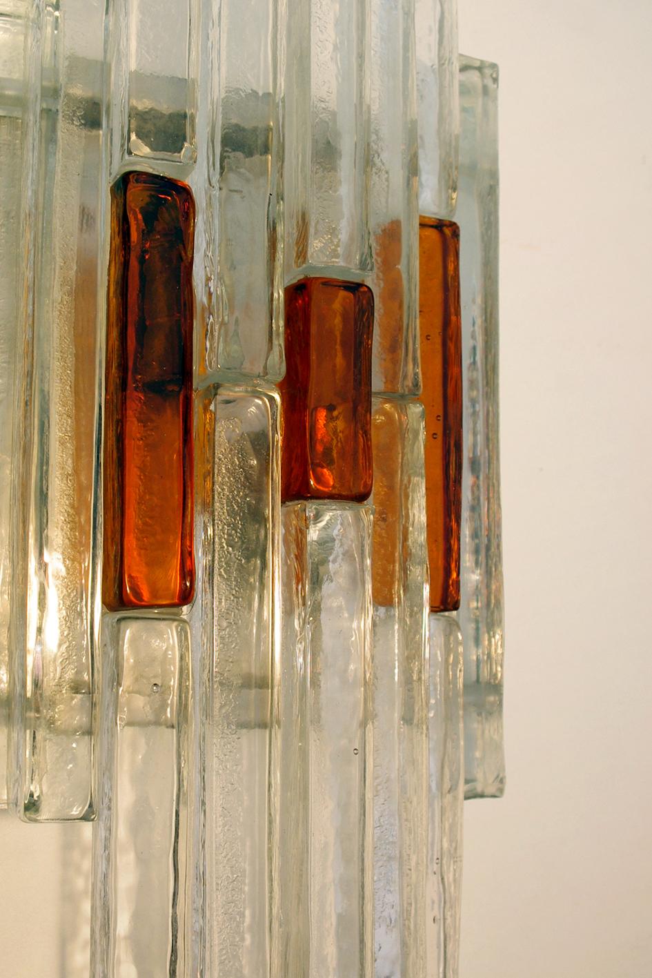Italian Vintage Sculptural Murano Glass Wall Flush Mount Sconce, 1960s In Good Condition For Sale In Berlin, DE