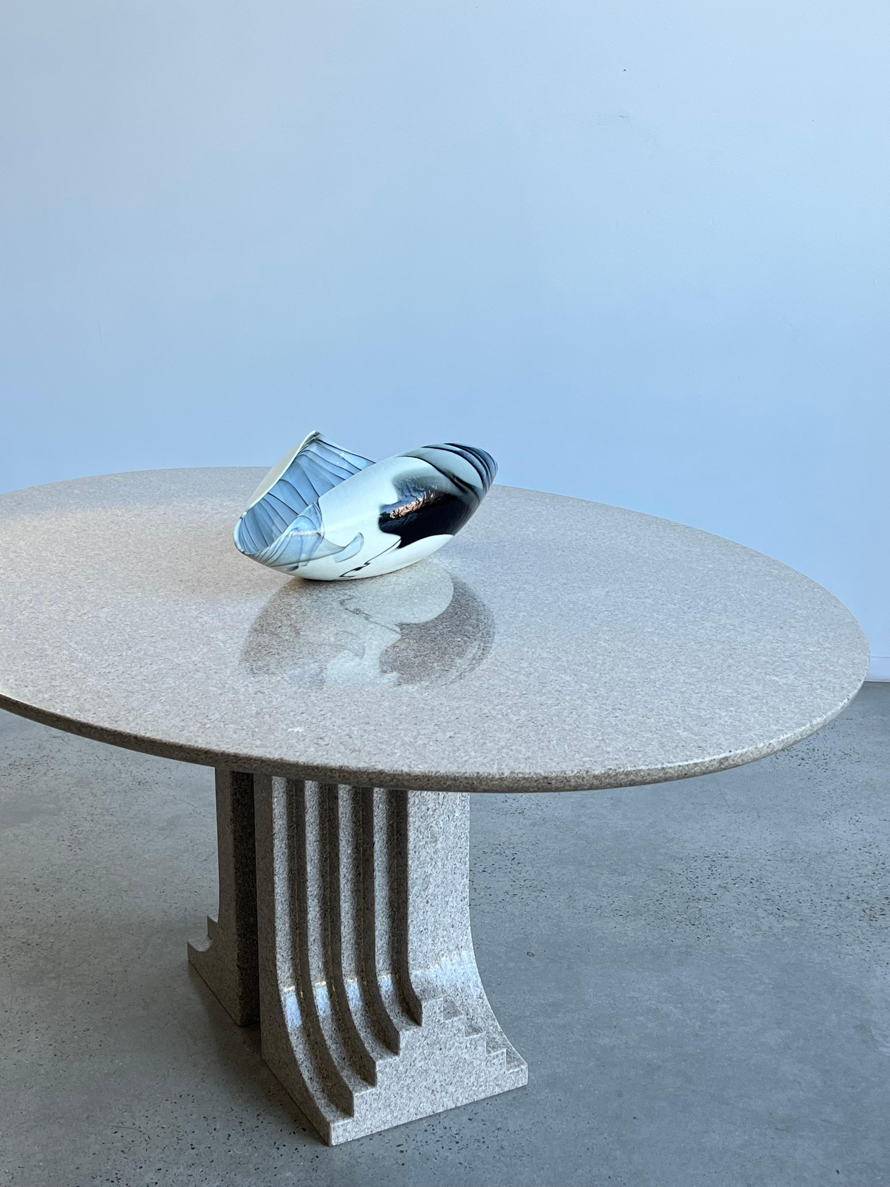 Large Italian Sea Shell in Black and White by Arte Artistico Murano 1960s 1