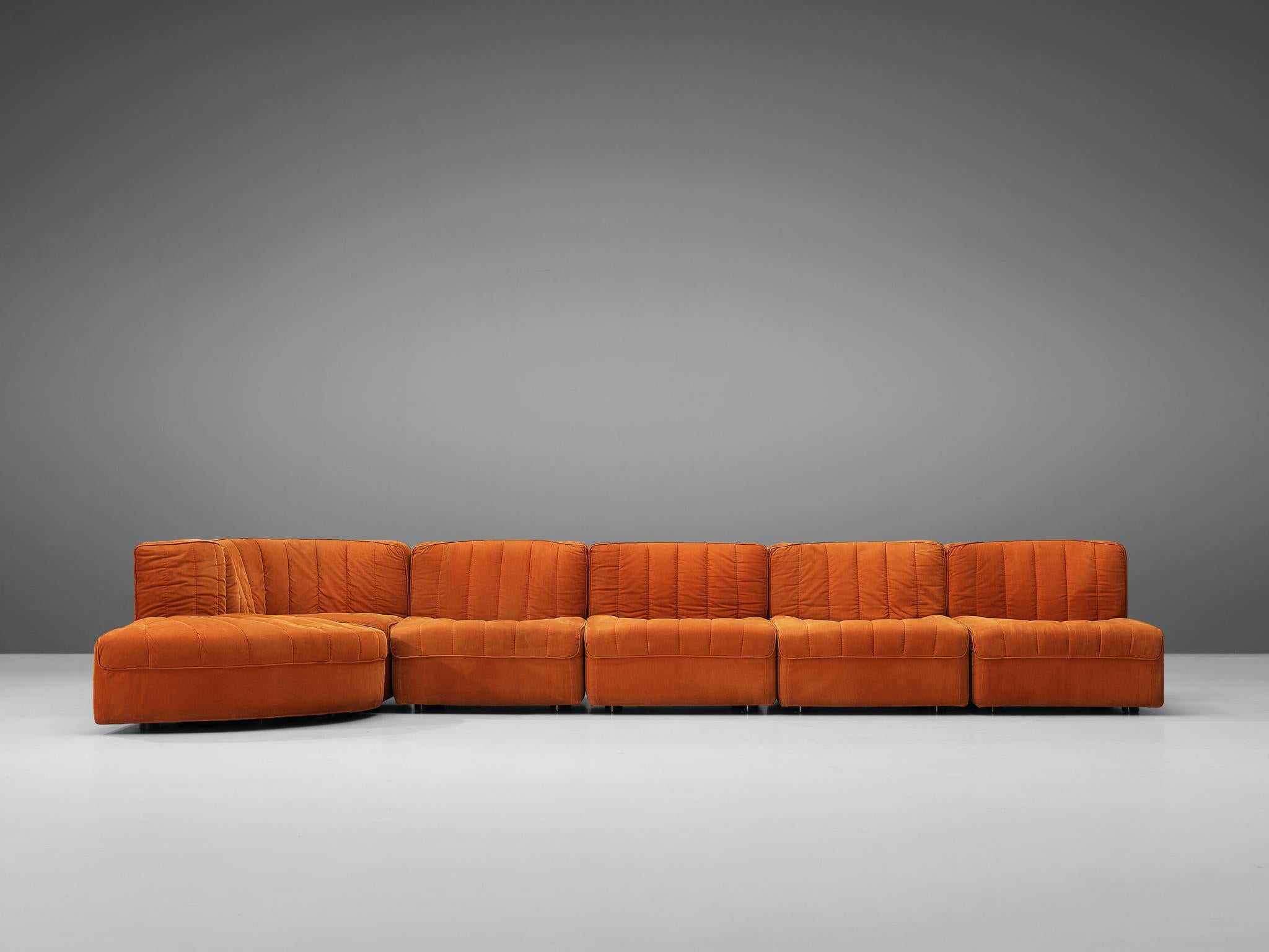orange couch sectional