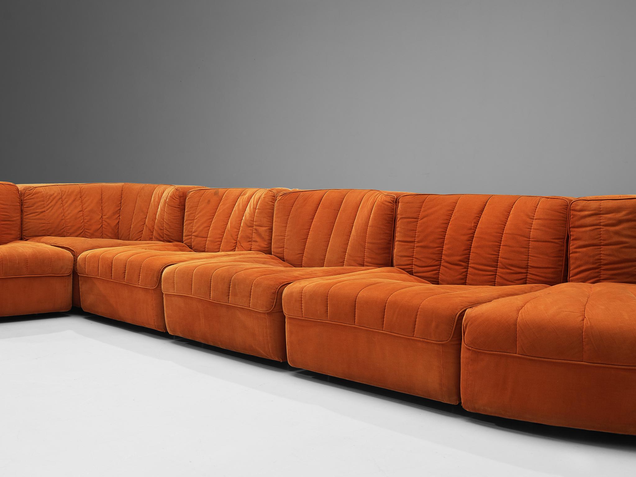 Mid-Century Modern Tito Agnoli for Arflex Sectional Sofa Model '9000' in Orange Upholstery