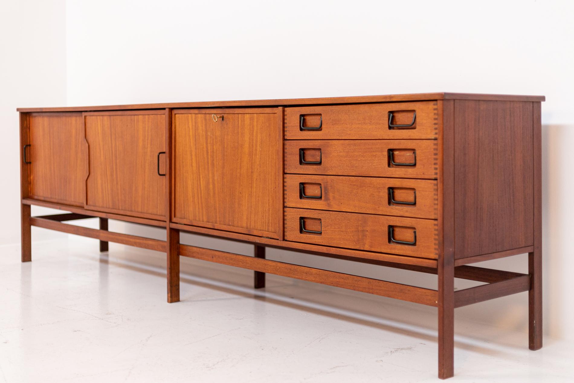 Large Italian Sideboard by Cantieri Carugati in Wood and Metal 9