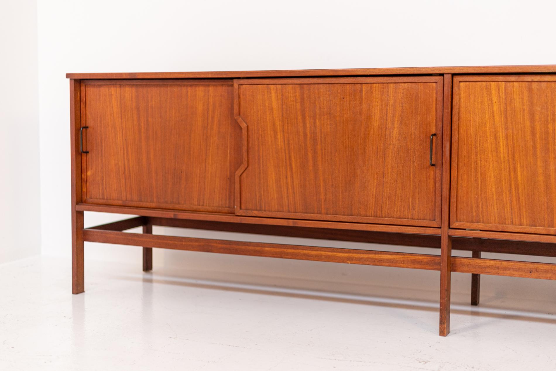Mid-20th Century Large Italian Sideboard by Cantieri Carugati in Wood and Metal