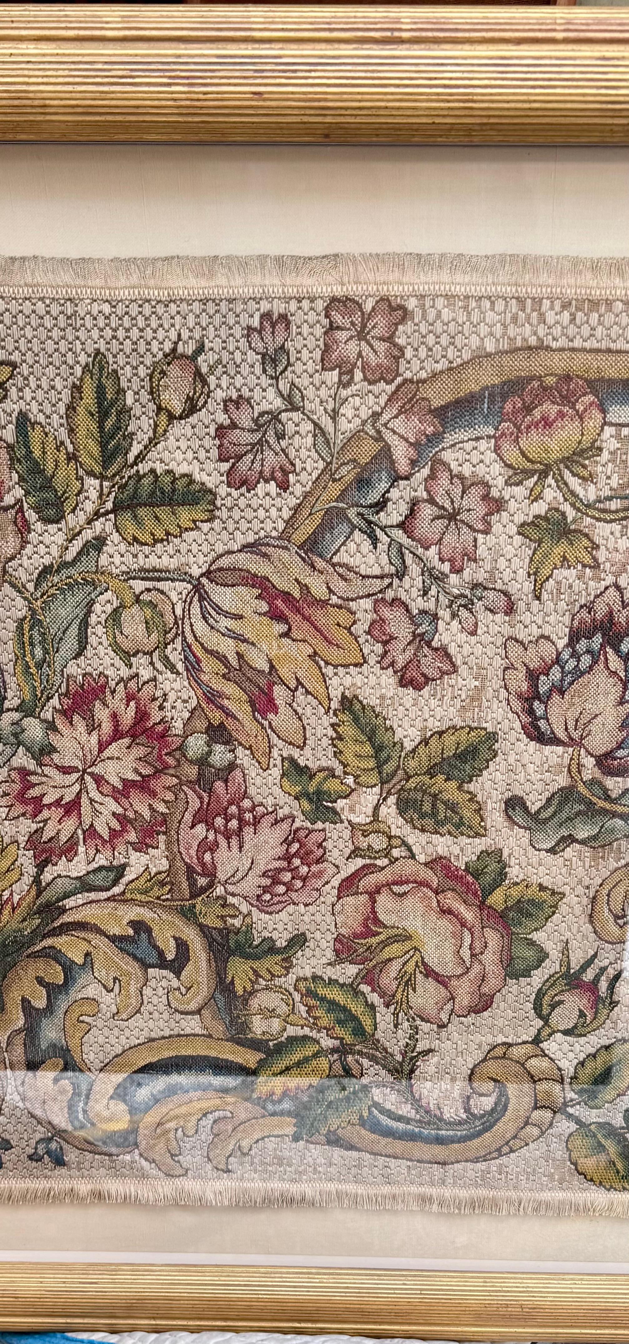 Grand panneau textile en broderie de soie italienne en vente 5