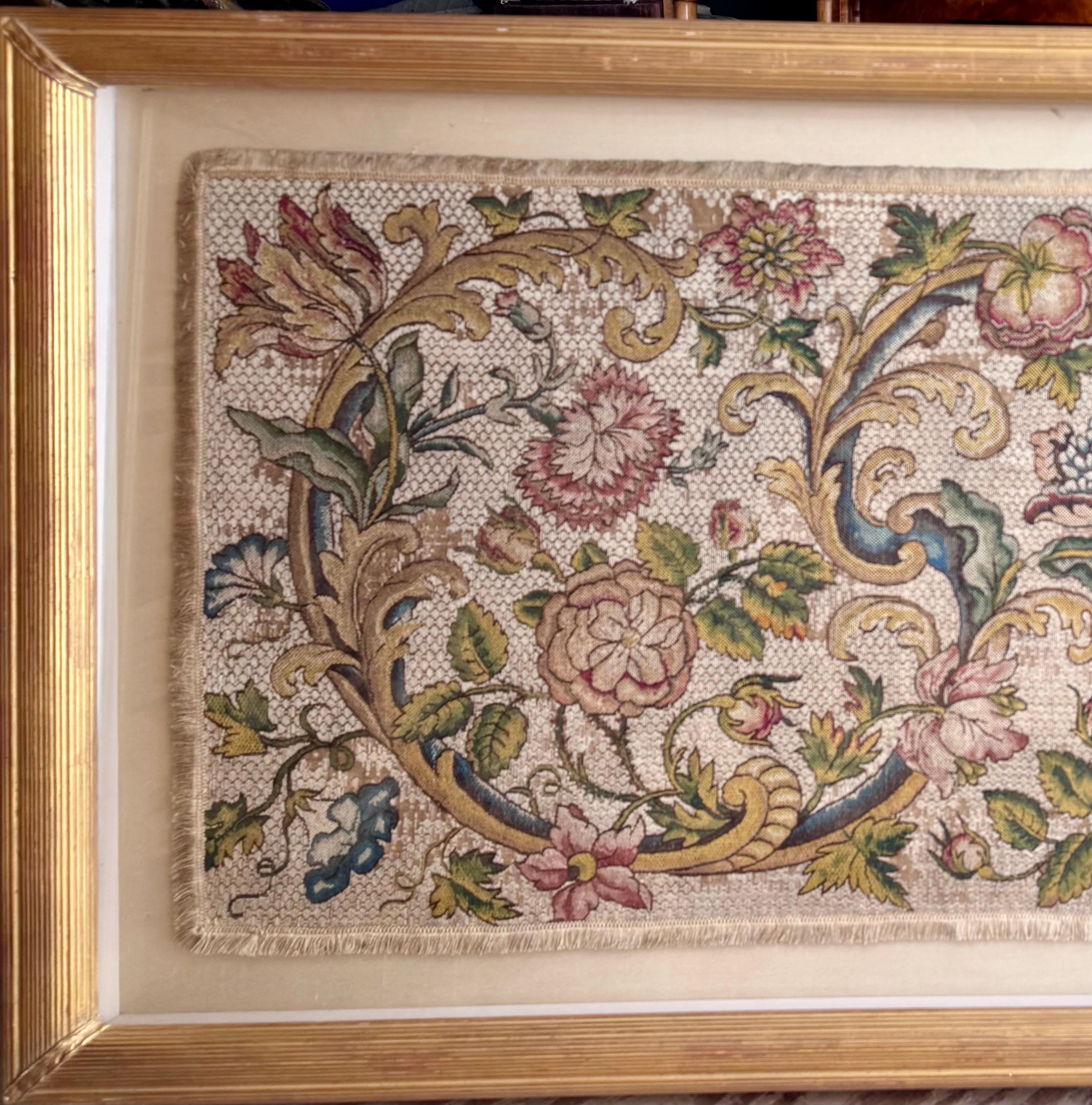 Grand panneau textile en broderie de soie italienne en vente 6