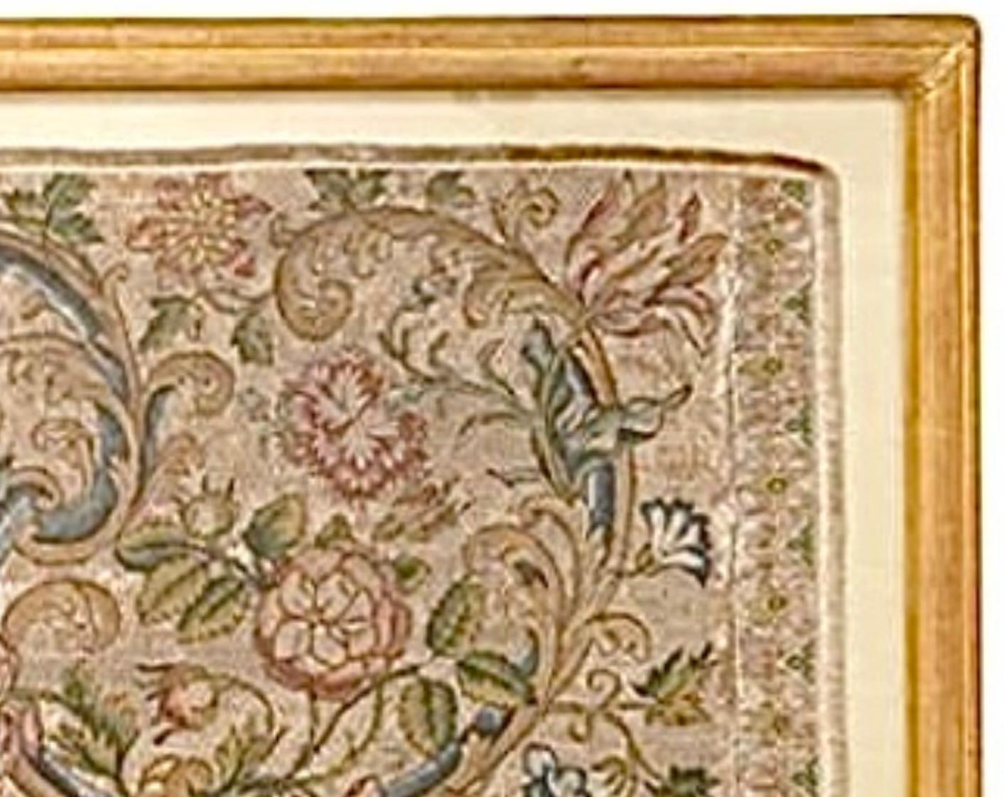 Grand panneau textile en broderie de soie italienne Bon état - En vente à Bradenton, FL