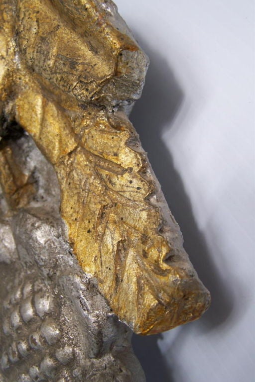 Legno Grande elemento architettonico italiano in legno dorato e argento, XIX secolo in vendita