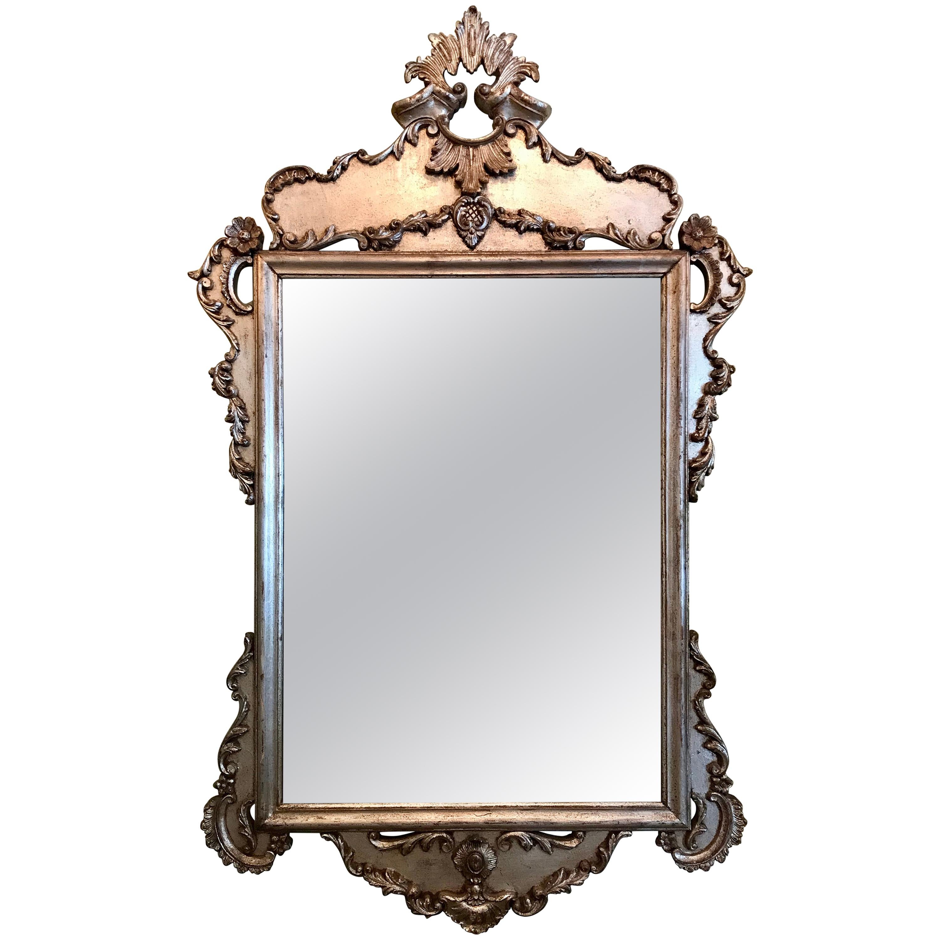 Large Italian Silver Leaf Mirror