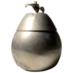 Large Italian Silver Plated Metal Pear Ice Cube Bucket Container