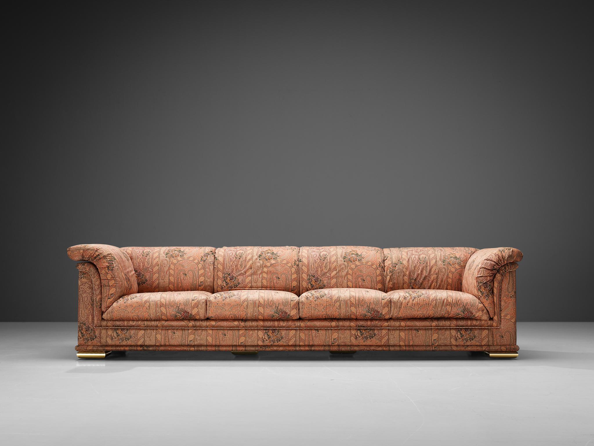 red paisley sofa