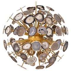 Large Italian "Sputnik" Chandelier Made from Sections of Agate