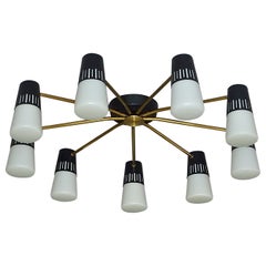 Large Italian Sputnik Flush Mount Chandelier Stilnovo Mategot Style 1950s Large Italian Sputnik Flush Mount Chandelier Stilnovo Mategot Style 1950s