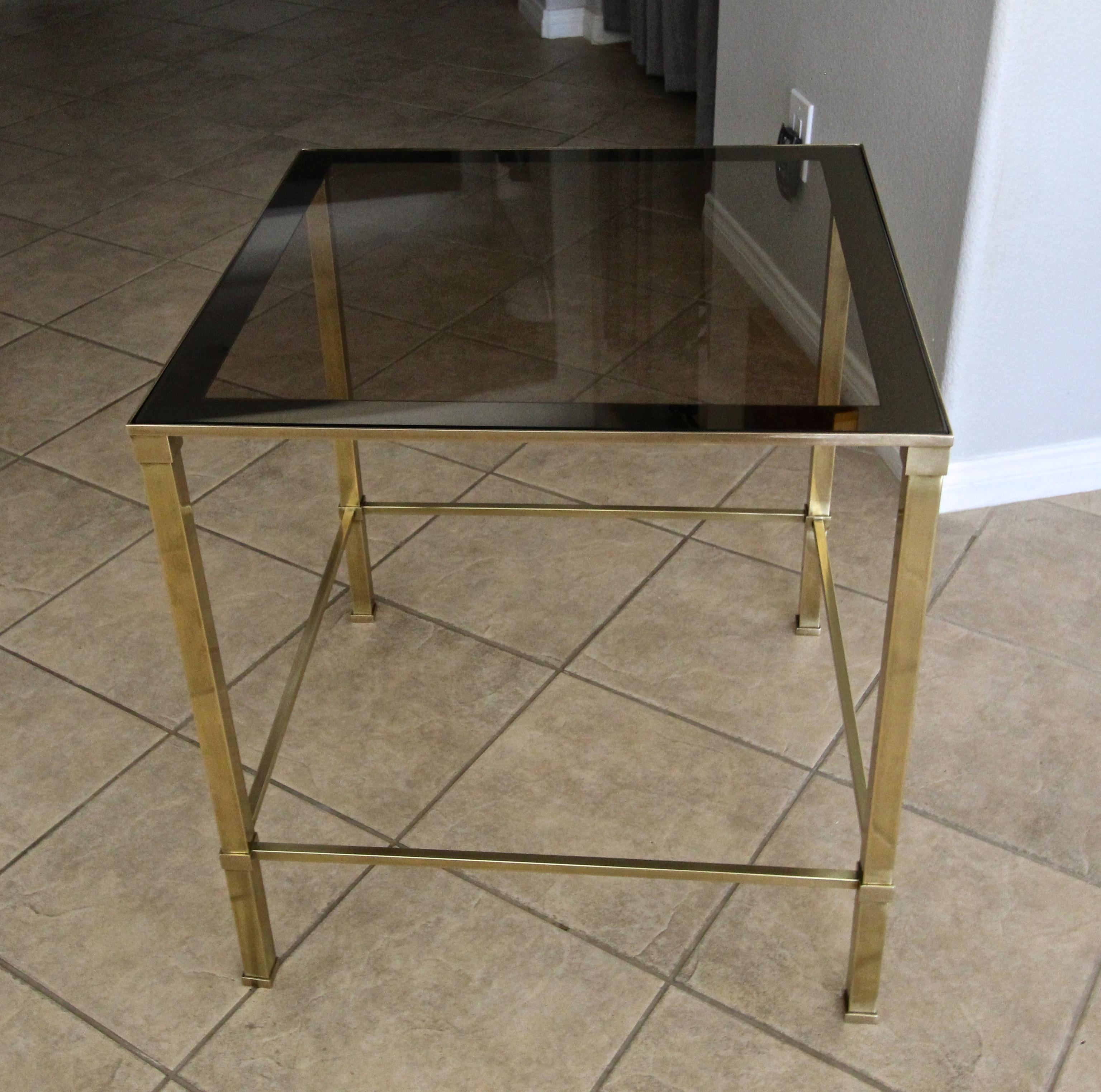 Brass Large Italian Square End or Side Table For Sale