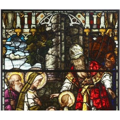 Large Italian Stained Glass Vitreaux Window *The Presentation of the Virgin Mary