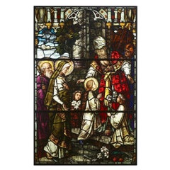 Large Italian Stained Glass Vitreaux Window *The Presentation of the Virgin Mary