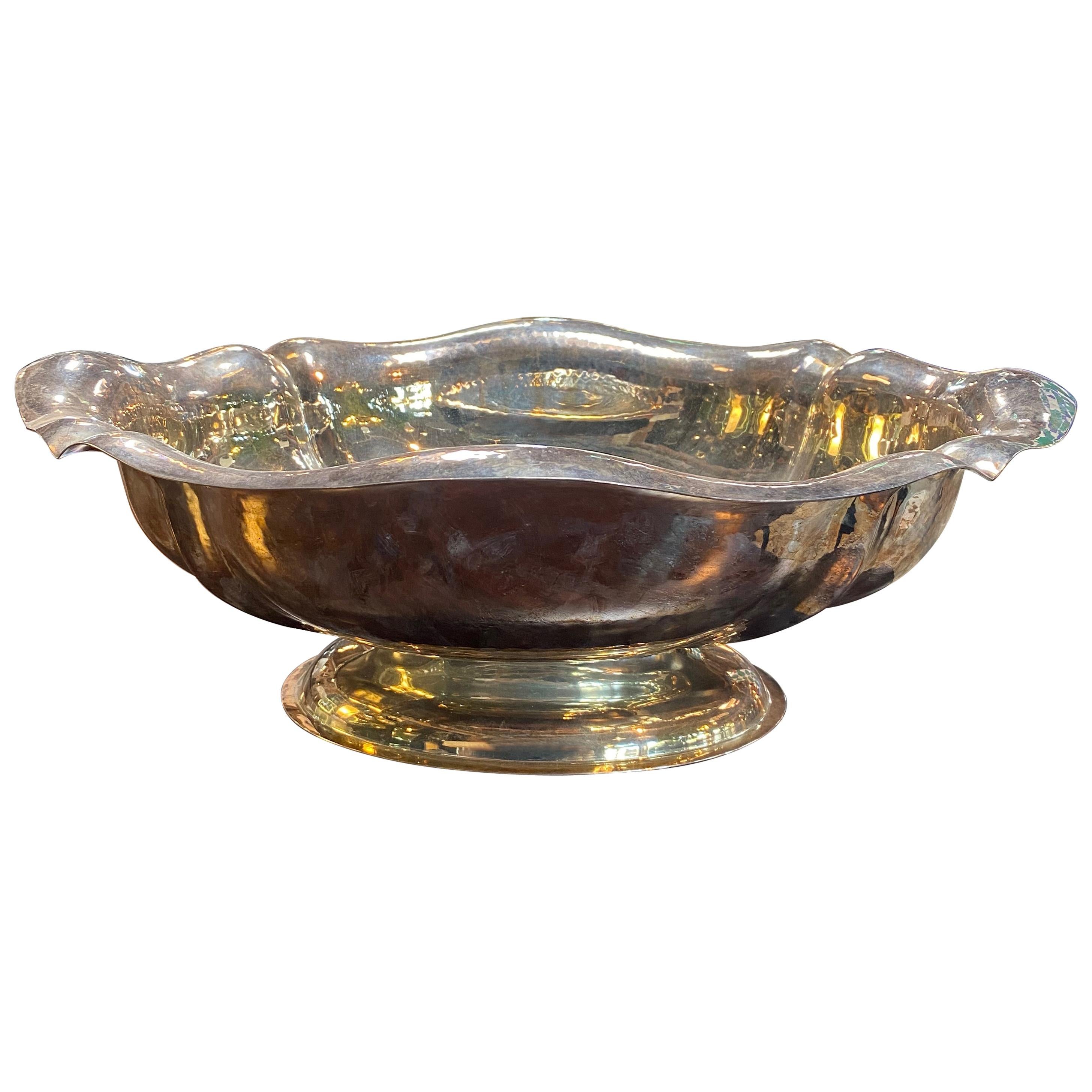 Large Italian Sterling Silver Centerpiece Bowl, 1950s