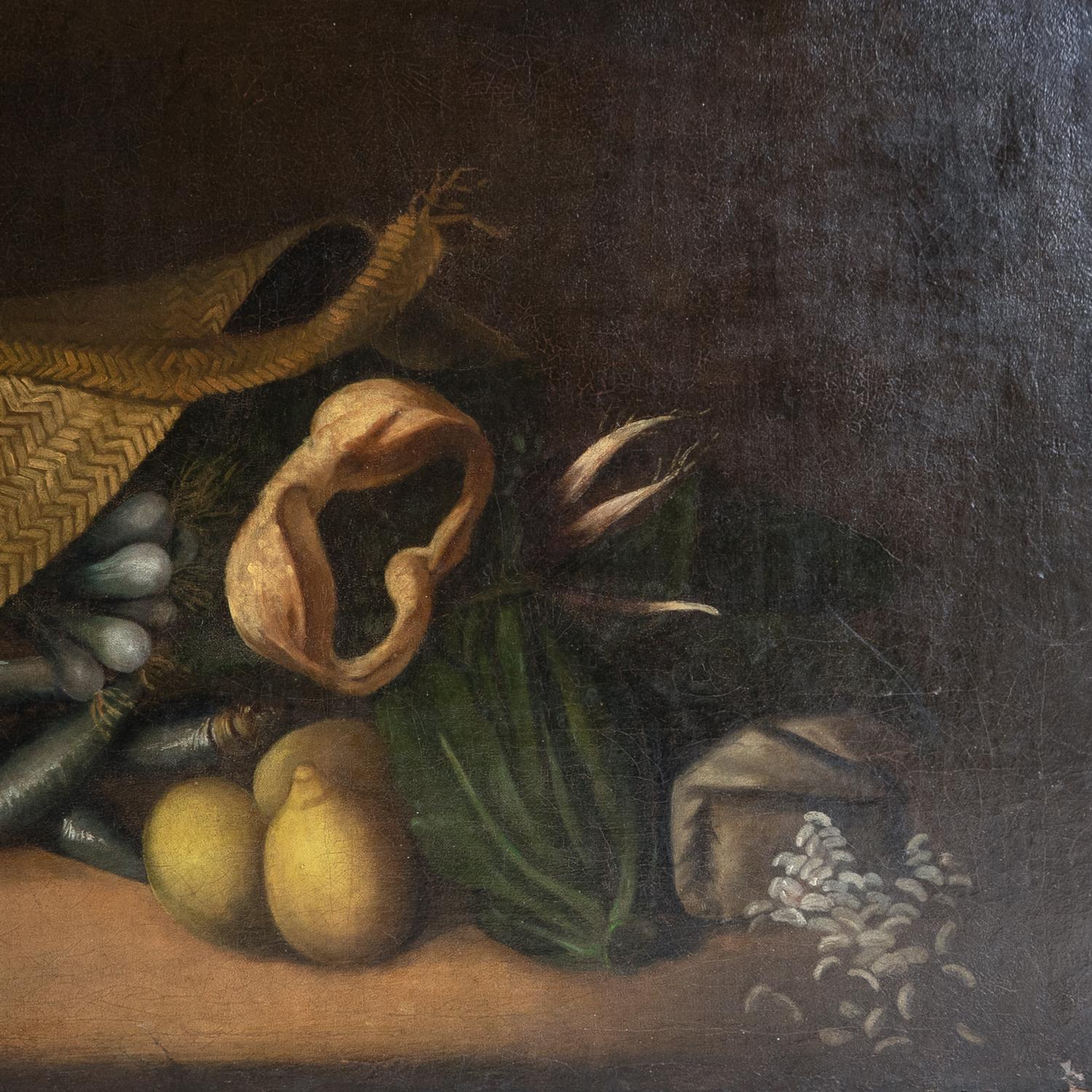 Dorato Grande natura morta italiana attribuita a Sebastiano Ceccarini Pittura ad olio antica in vendita