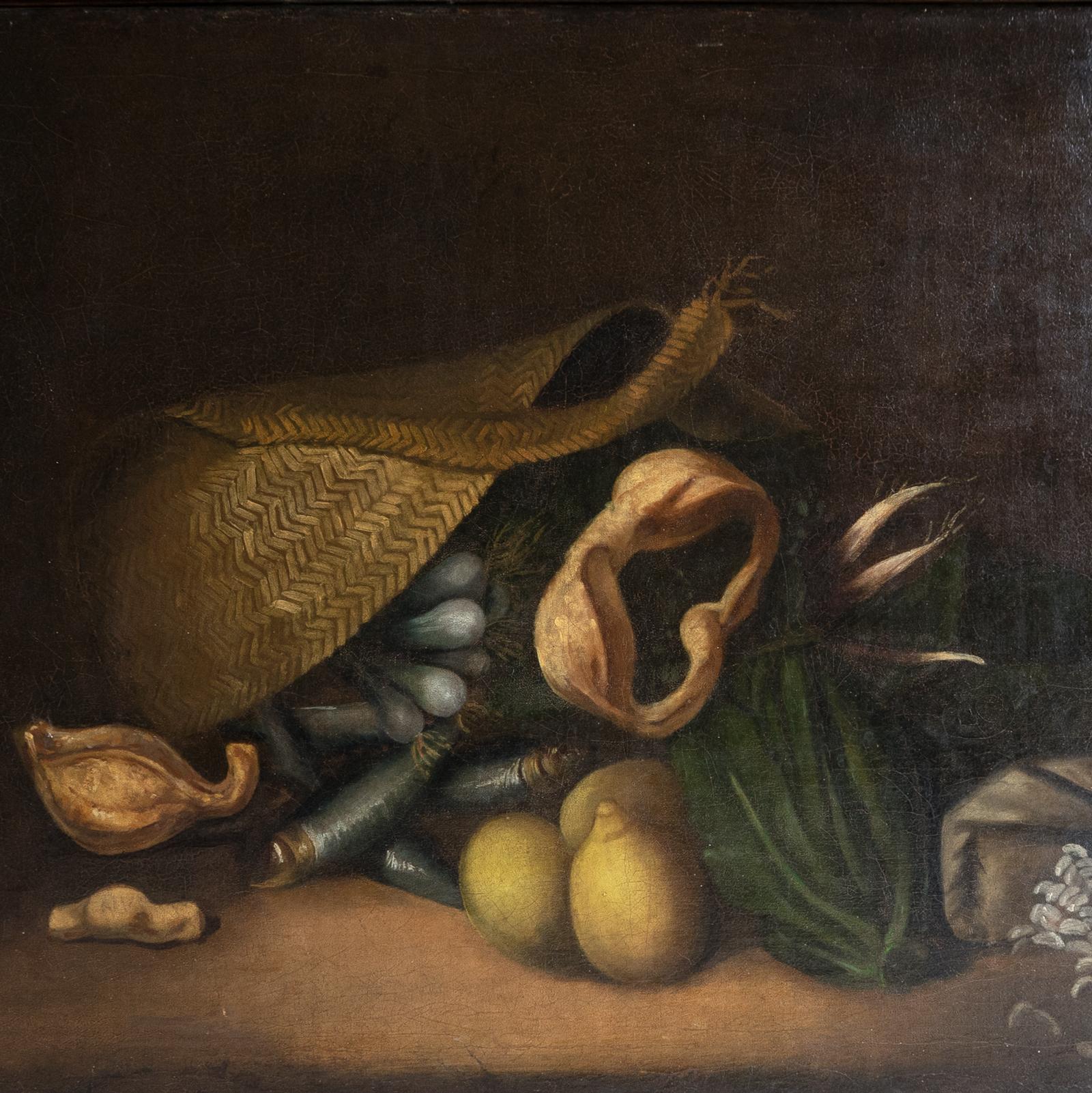 Tela Grande natura morta italiana attribuita a Sebastiano Ceccarini Pittura ad olio antica in vendita