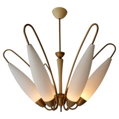 Grand lustre italien Stilnovo en opaline