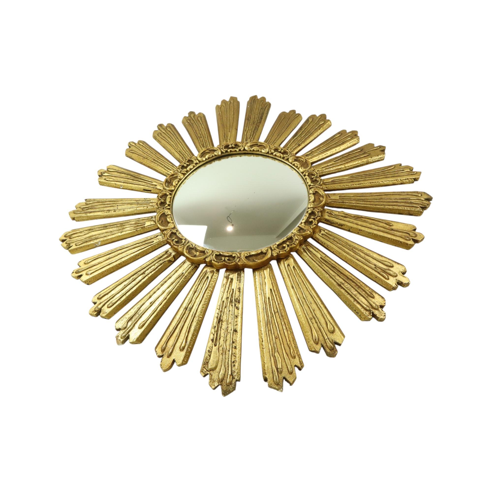 Large Italian Sunburst Mirror XL Sun Mirror Wood Dollanzo 69cm 12