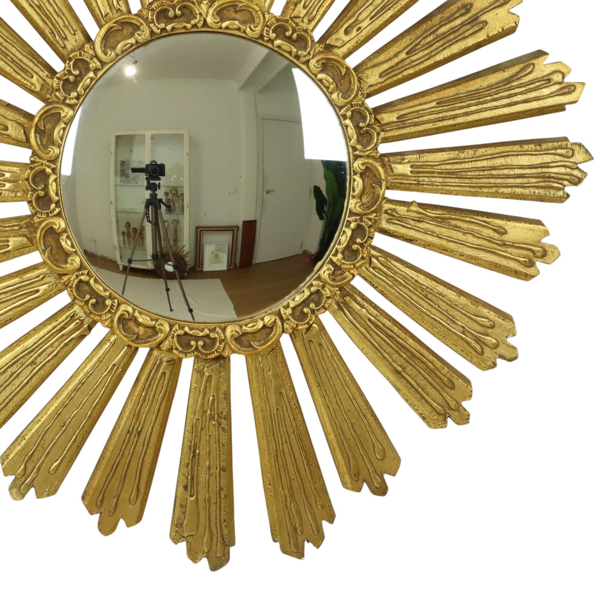 Large Italian Sunburst Mirror XL Sun Mirror Wood Dollanzo 69cm 1