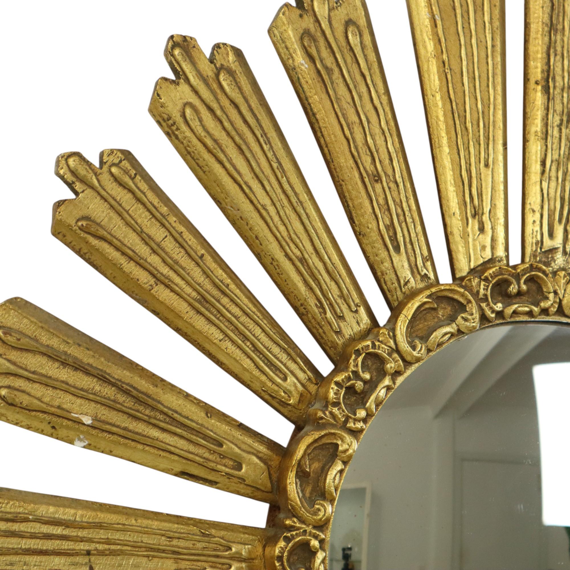 Large Italian Sunburst Mirror XL Sun Mirror Wood Dollanzo 69cm 2