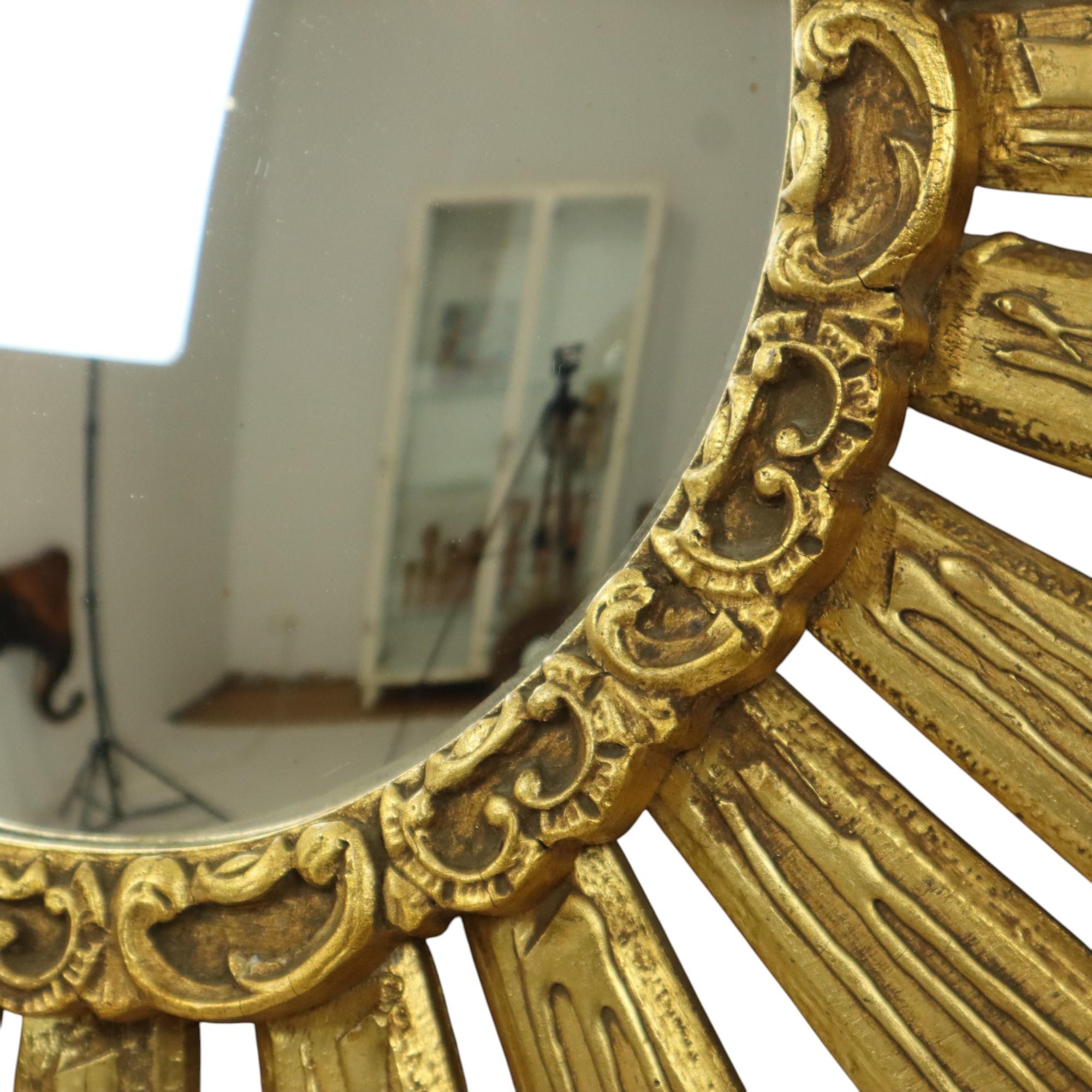Large Italian Sunburst Mirror XL Sun Mirror Wood Dollanzo 69cm 4