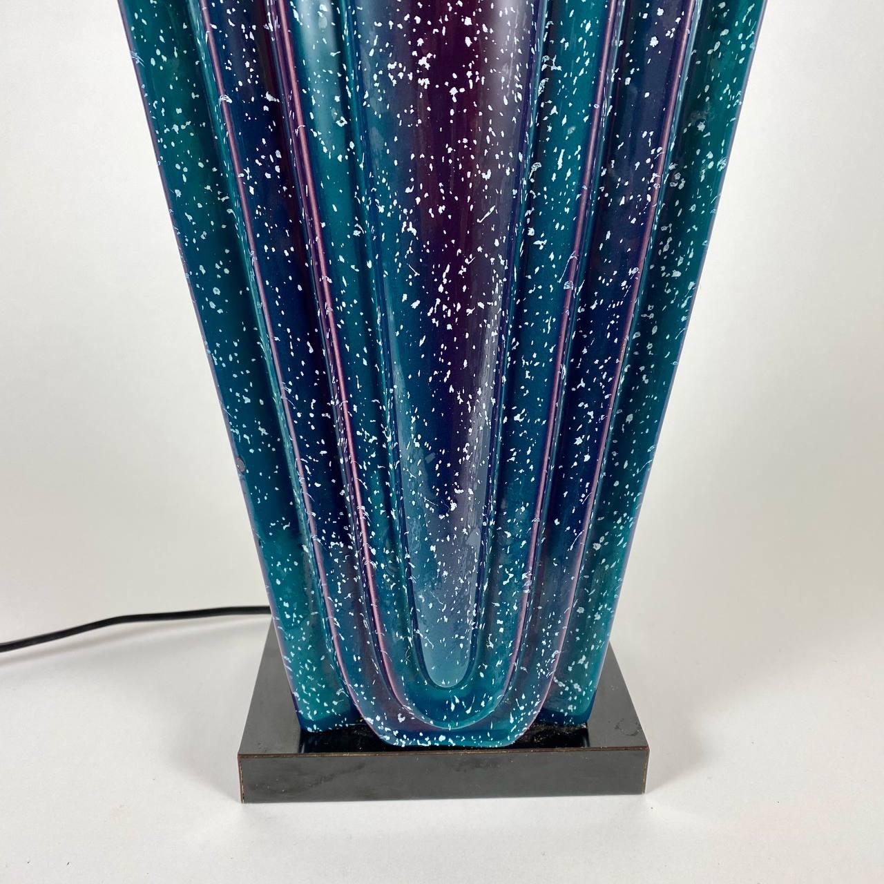 Mid-20th Century Large Italian Table Lamp 1960s Mid-Century Modern Blue Glass Lamp For Sale