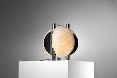 large Italian table lamp attr. angelo brotto 70's chrome and glass - H380