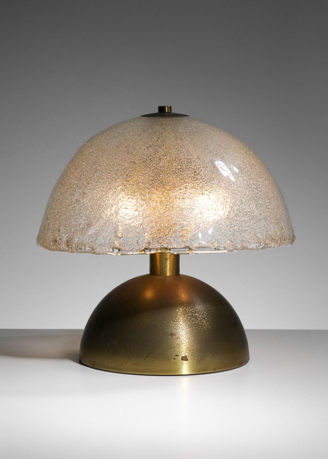 Italian large italian table lamp attributed to Angelo Brotto Murano glass and brass