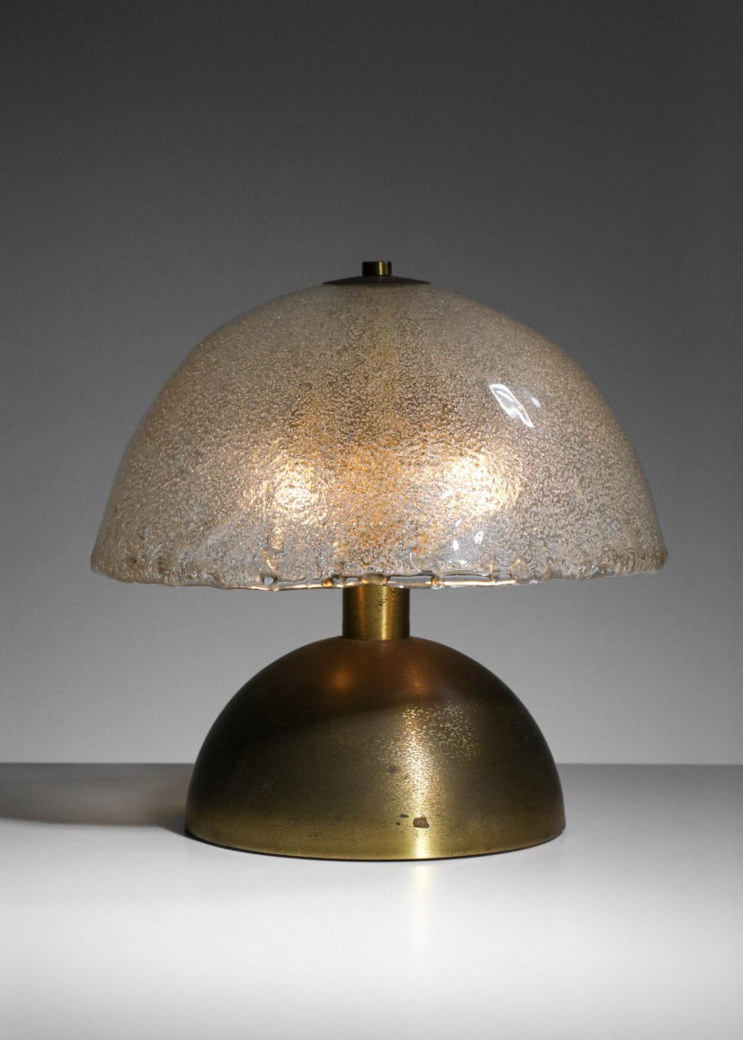 Mid-20th Century large italian table lamp attributed to Angelo Brotto Murano glass and brass
