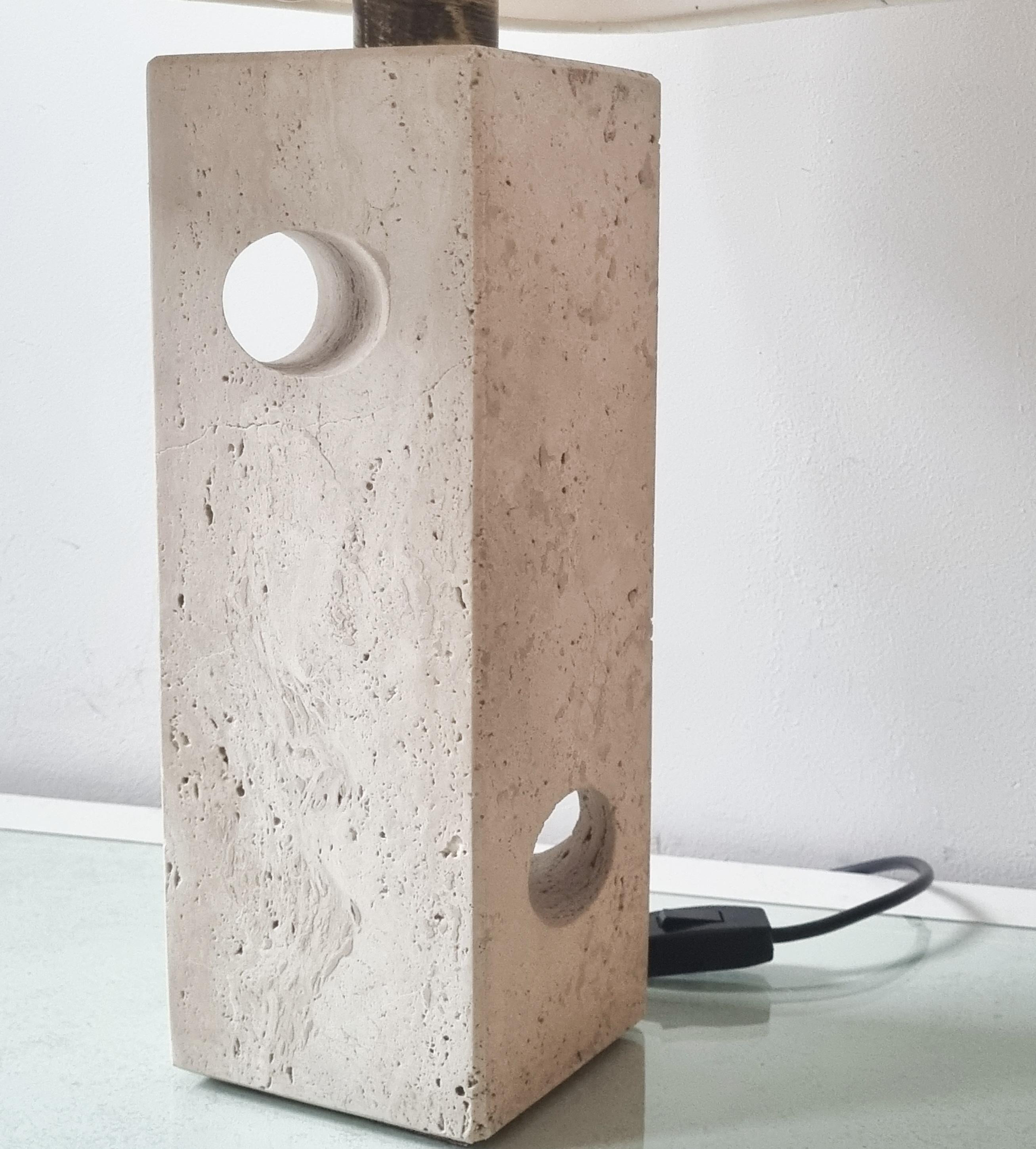 Large Italian Table Lamp in Travertine from Fratelli Mannelli, 1970s For Sale 3