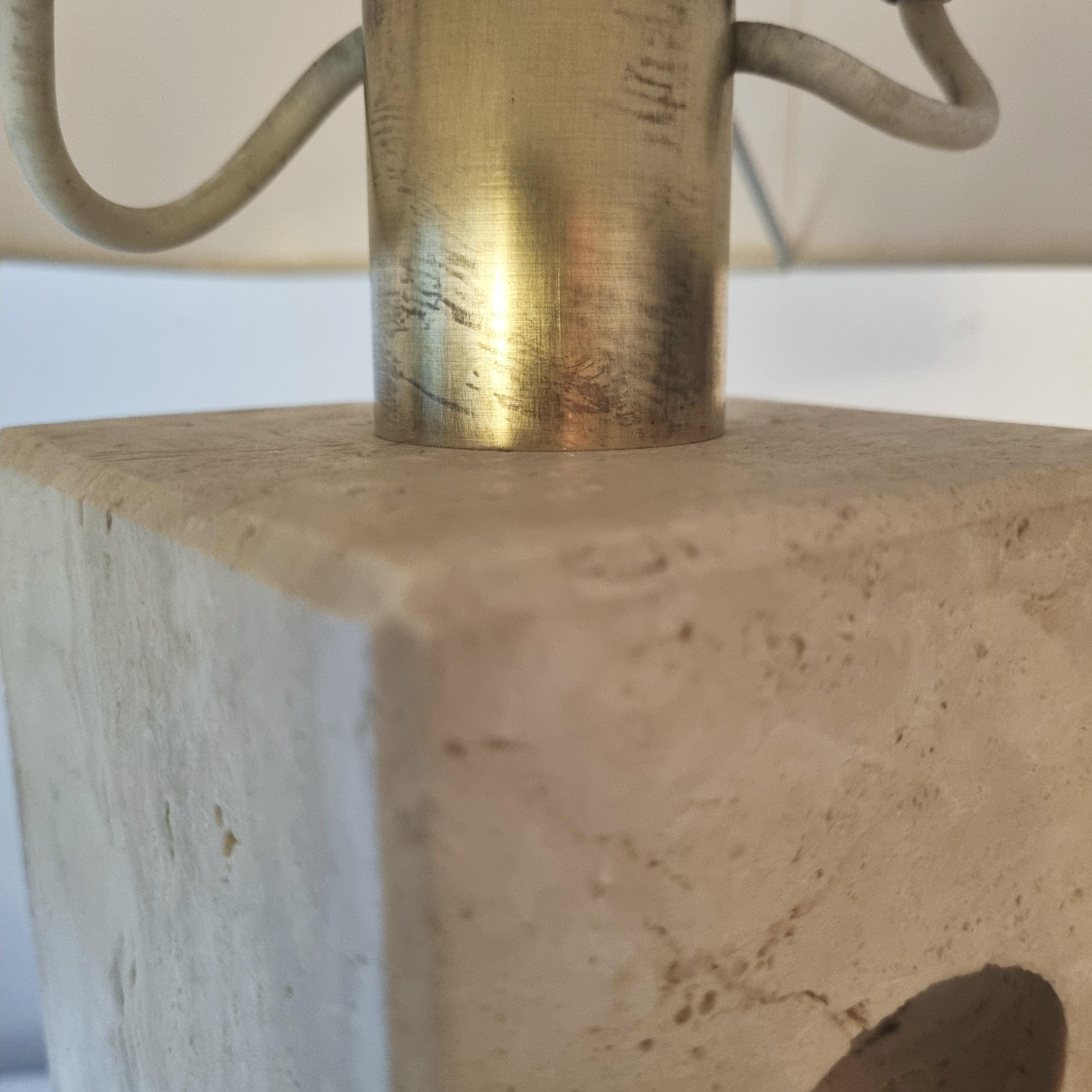 Large Italian Table Lamp in Travertine from Fratelli Mannelli, 1970s In Good Condition For Sale In AMSTERDAM, NH