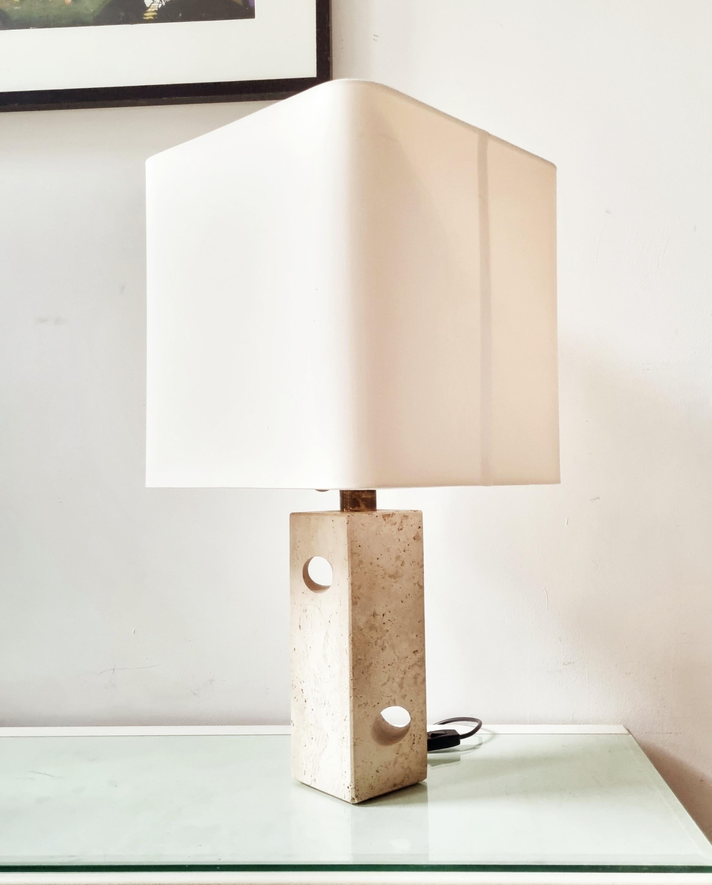 Large Italian Table Lamp in Travertine from Fratelli Mannelli, 1970s For Sale 1