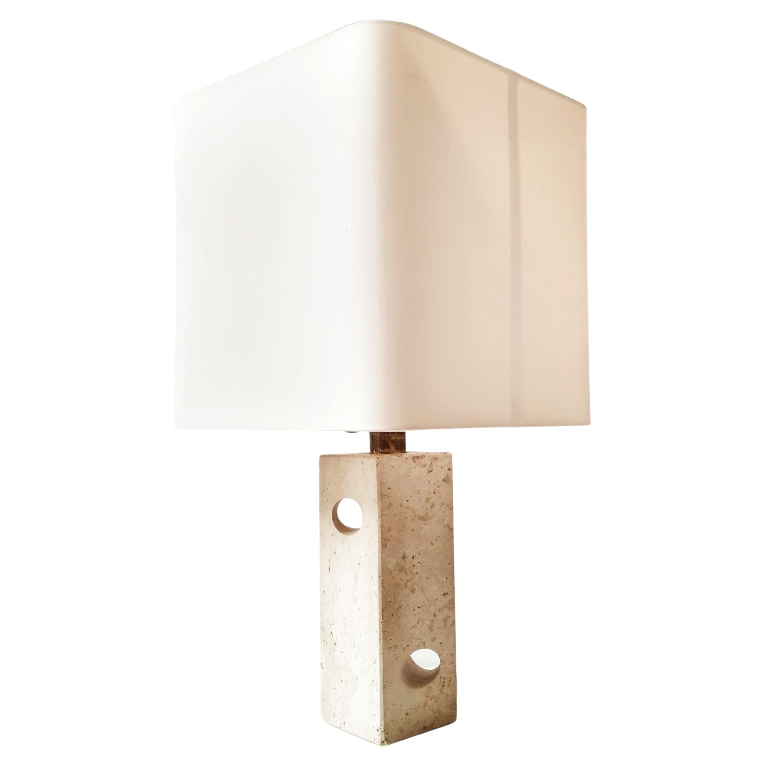 Large Italian Table Lamp in Travertine from Fratelli Mannelli, 1970s For Sale