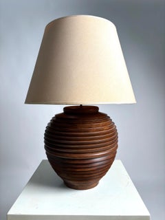 Large Italian Table Lamp in Turned Wood, Colonial Revival Style, 1970s