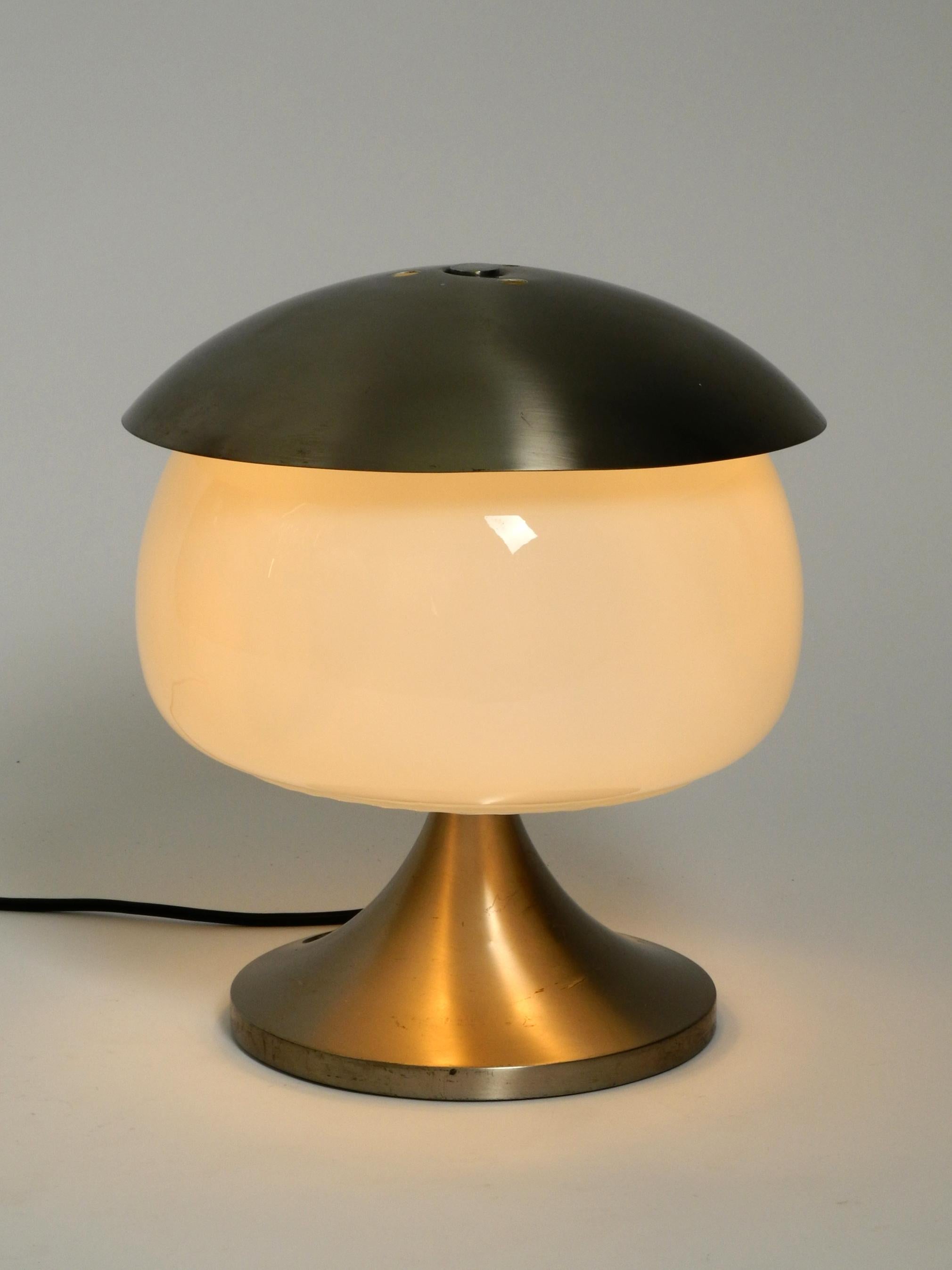 Mid-20th Century Large Italian table lamp made of solid aluminum and glass in space age design For Sale