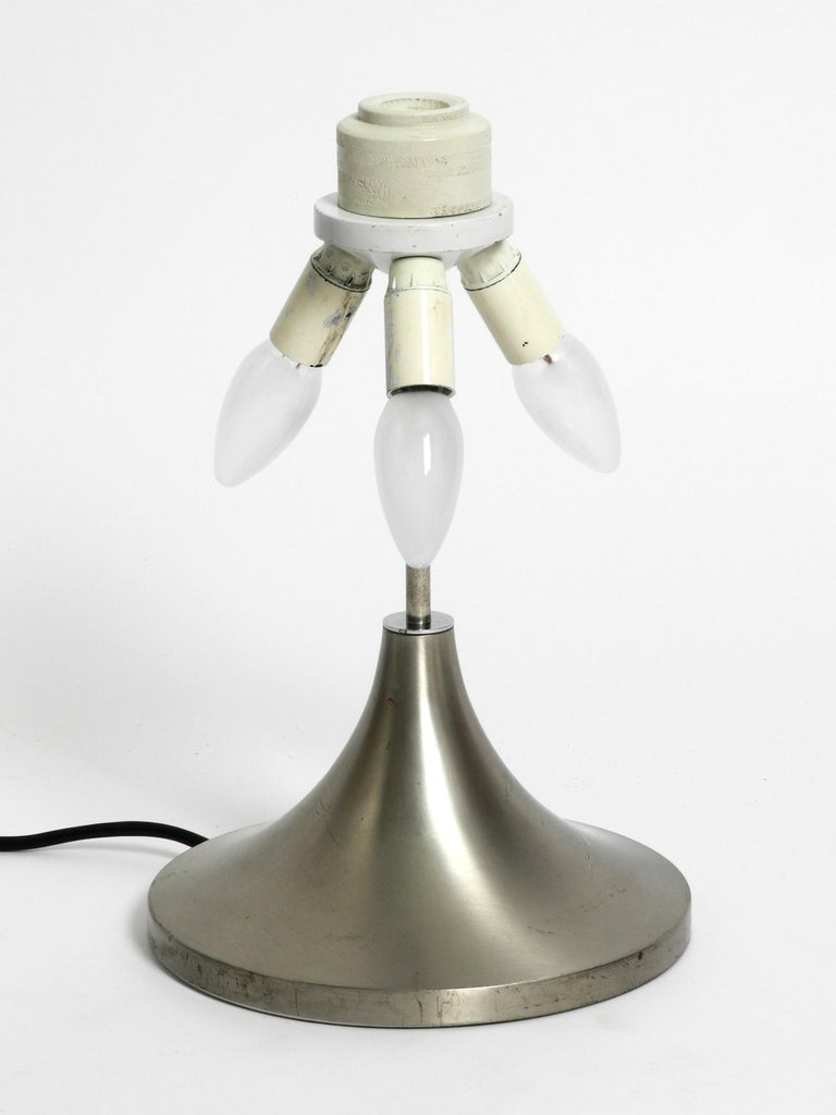 Large Italian table lamp made of solid aluminum and glass in space age  design For Sale at 1stDibs