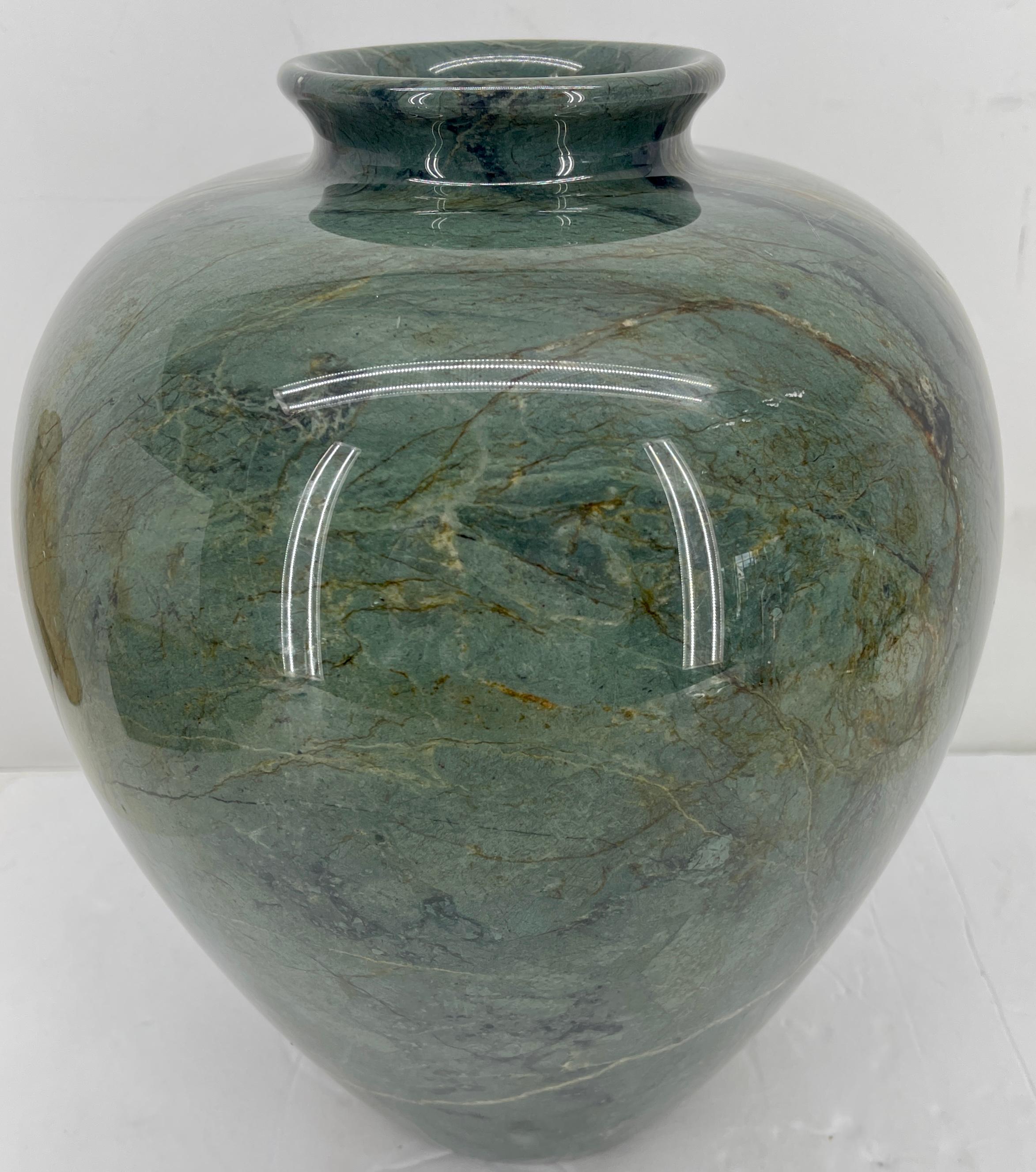 Large Italian Teardrop Green Marble Vase, Mid-Century Modern 7