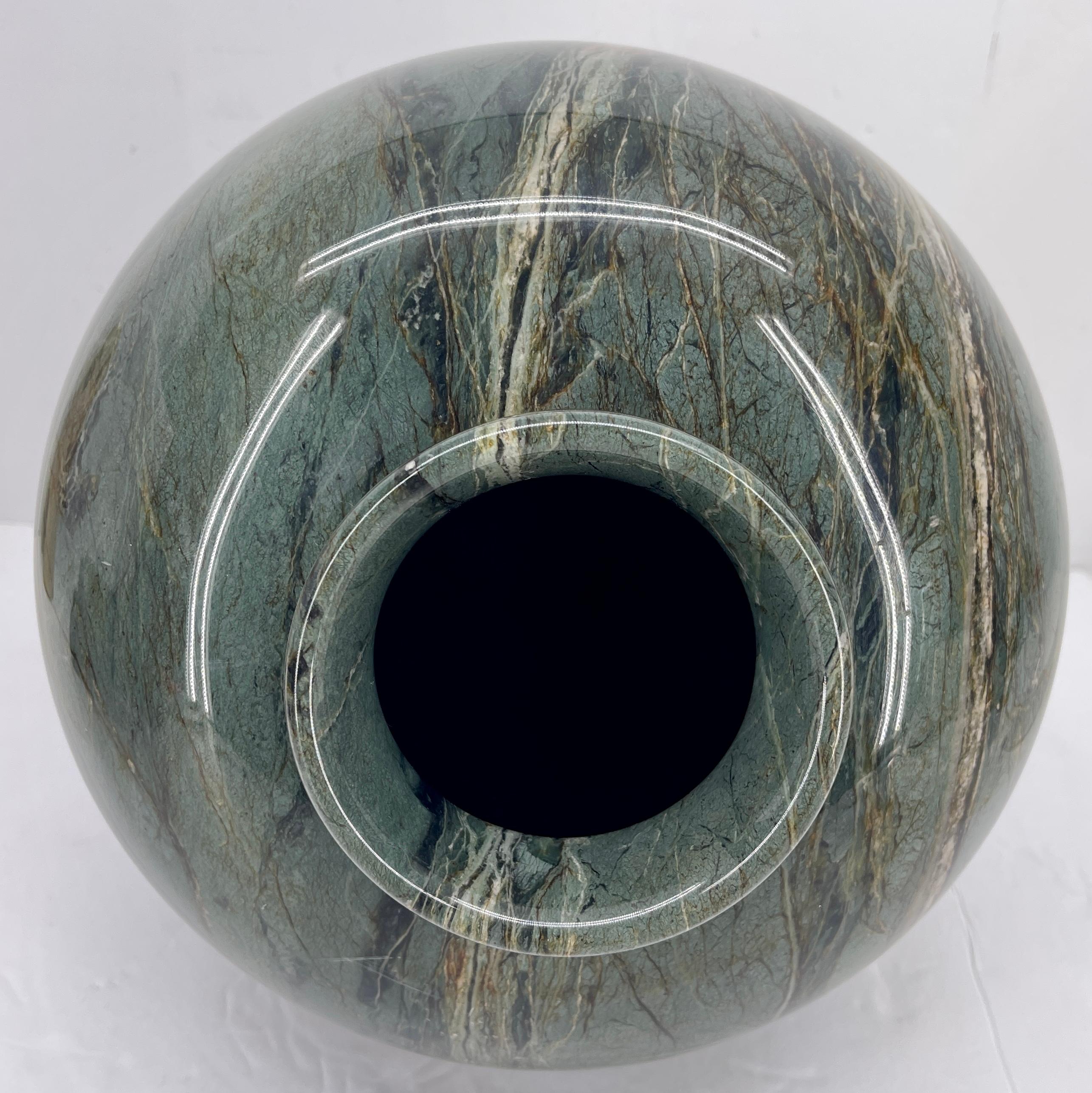 Large Italian Teardrop Green Marble Vase, Mid-Century Modern 8