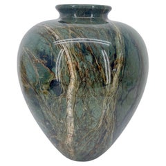 Large Italian Teardrop Green Marble Vase, Mid-Century Modern