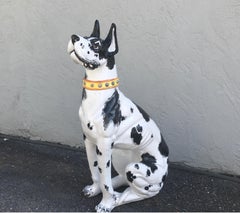 Large Italian Terra Cotta Harlequin Great Dane Sculpture, Circa 1970s