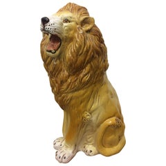 Large Italian Terra Cotta Roaring Lion