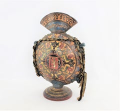 Large Italian Terracotta Flask or Bottle Vase with Scraffito Decoration