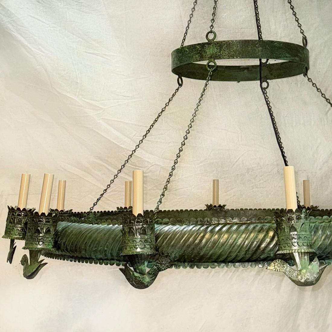 Large Italian Tole Chandelier In Good Condition For Sale In New York, NY