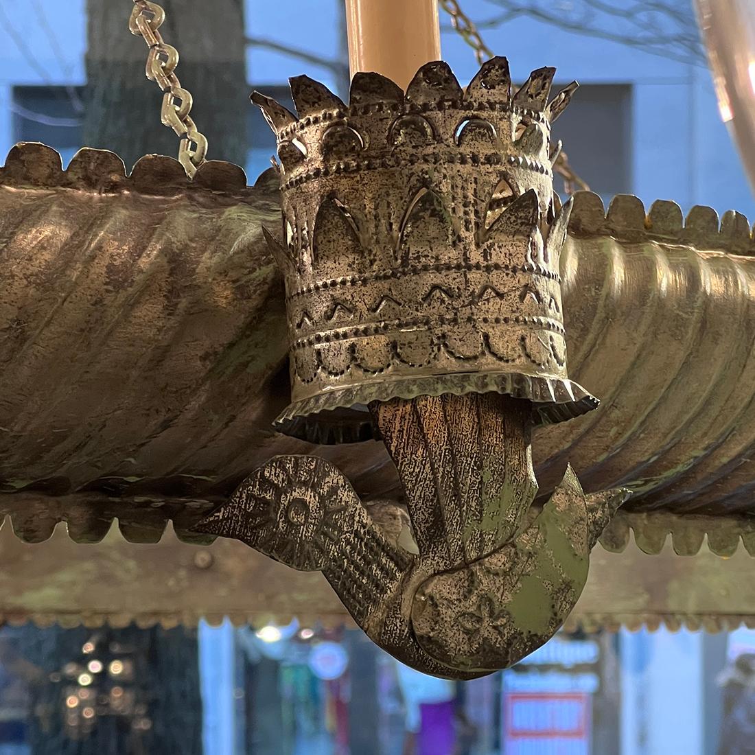Mid-20th Century Large Italian Tole Chandelier For Sale