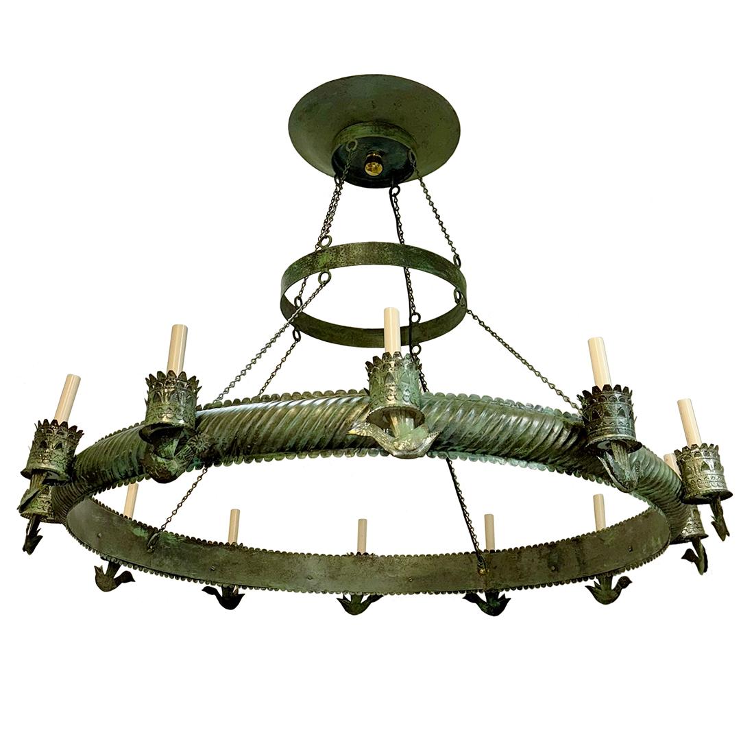 Large Italian Tole Chandelier For Sale 1