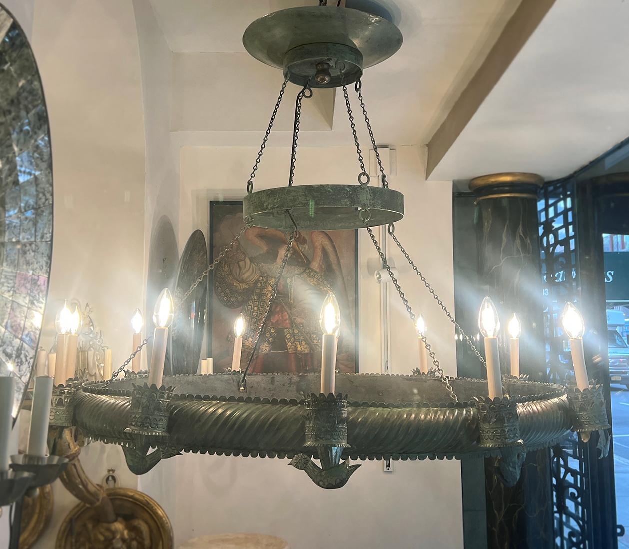 Large Italian Tole Chandelier For Sale 2