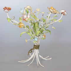 Large Italian Tole Floral Spray Flower Arrangement Bouquet Centerpiece c. 1950